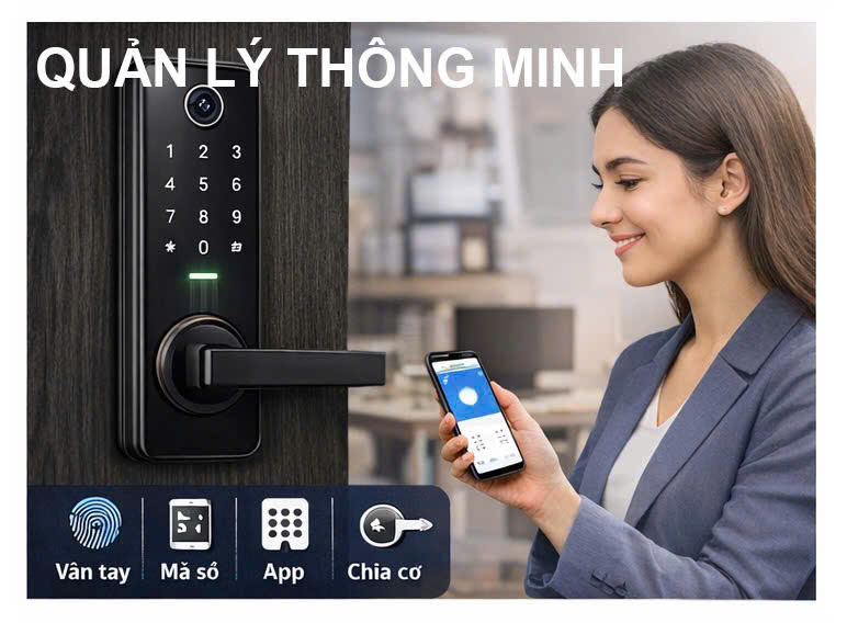 Khóa cửa vân tay mã số cho căn hộ Ezibee